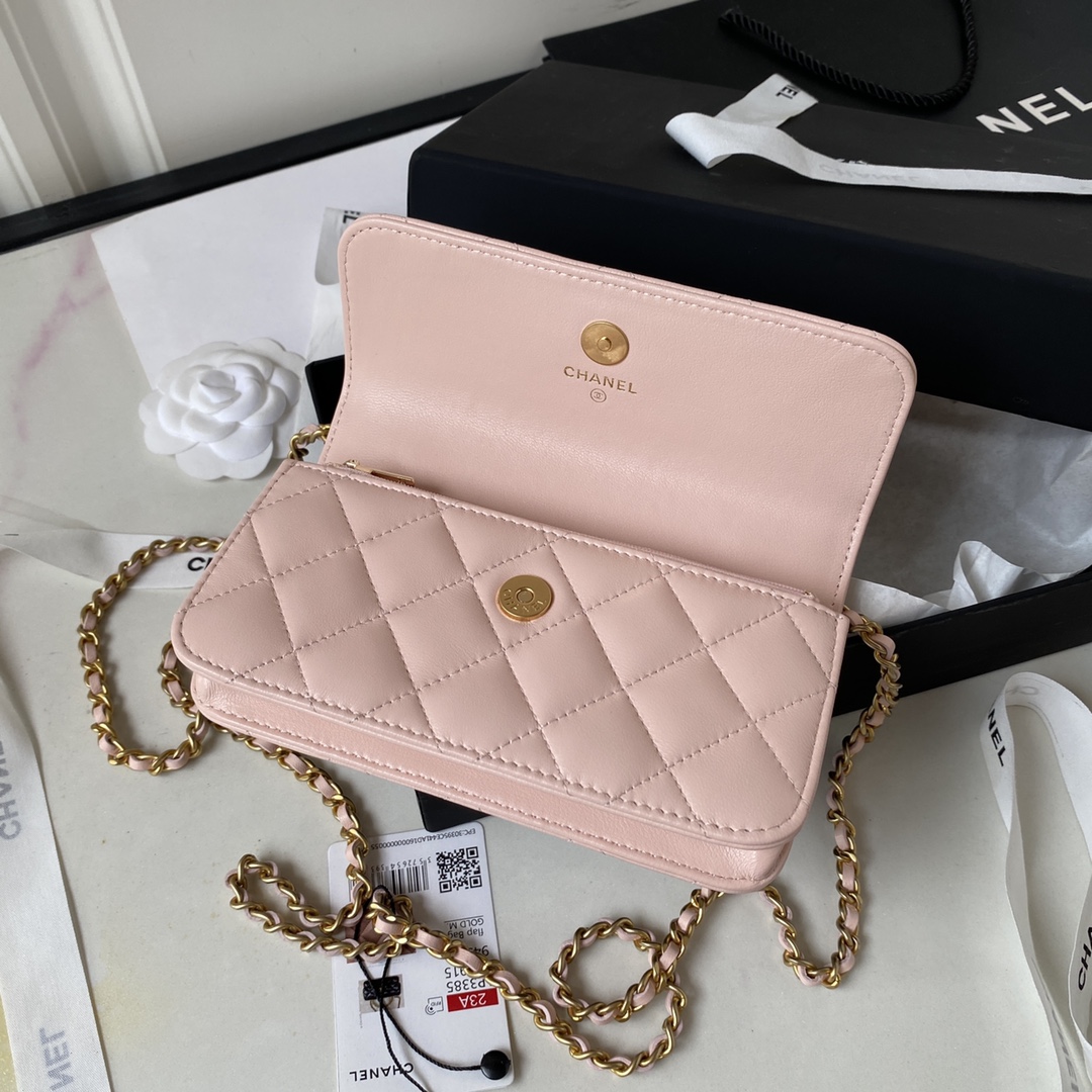 Lambskin Wallet On Chain Shoulder Bag AP3385 Pink